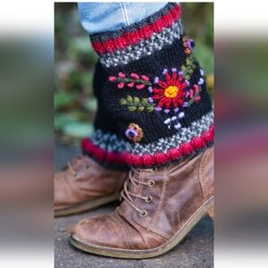 Floral Knit Leg Warmers